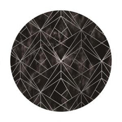 Aperturee - Black And Sliver Lines Round Birthday Backdrop
