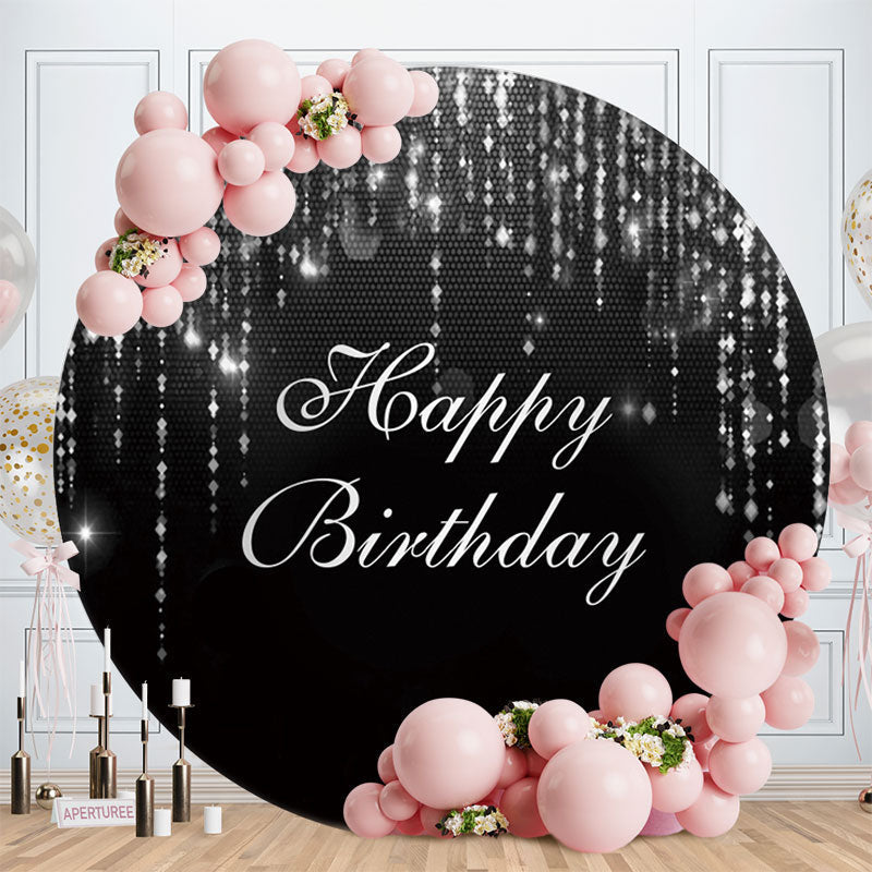 Aperturee - Black And Sliver Round Bokeh Happy Birthday Backdrop