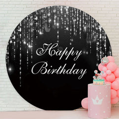 Aperturee - Black And Sliver Round Bokeh Happy Birthday Backdrop