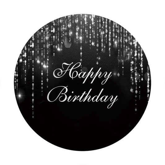 Aperturee - Black And Sliver Round Bokeh Happy Birthday Backdrop