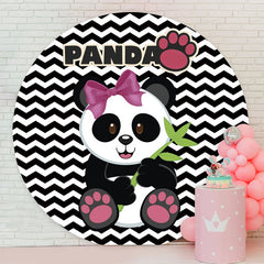 Aperturee - Black And White Panda Round Baby Shower Backdrop