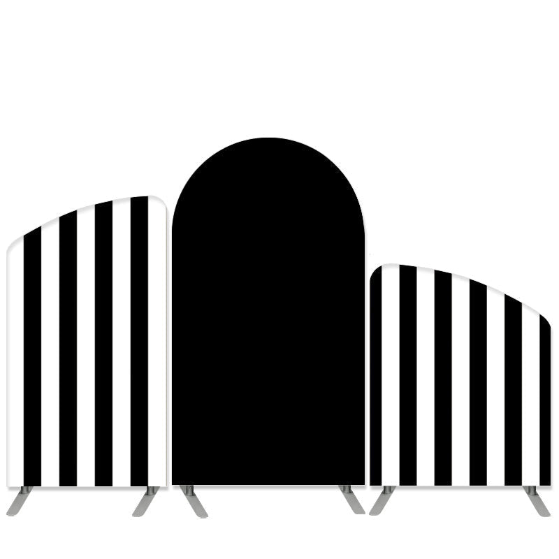 Aperturee Black And White Stripes Theme Birthday Arch Backdrop Kit