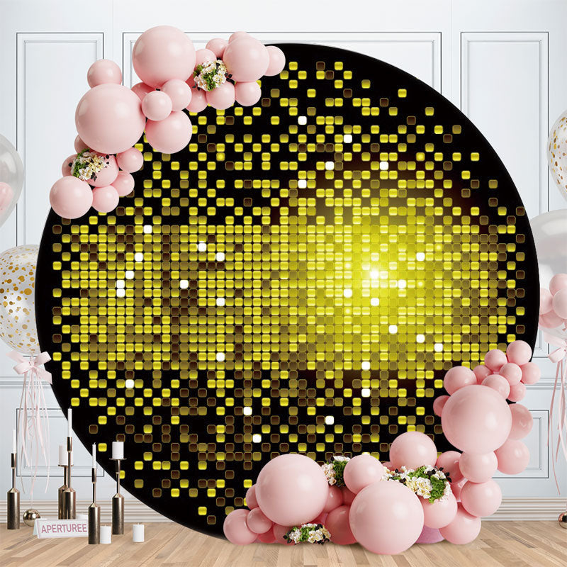 Aperturee - Black And Yellow Round Bokeh Birthday Backdrop