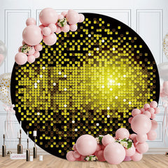 Aperturee - Black And Yellow Round Bokeh Birthday Backdrop