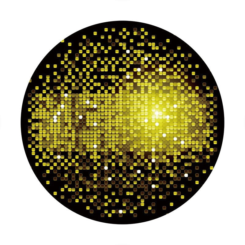 Aperturee - Black And Yellow Round Bokeh Birthday Backdrop