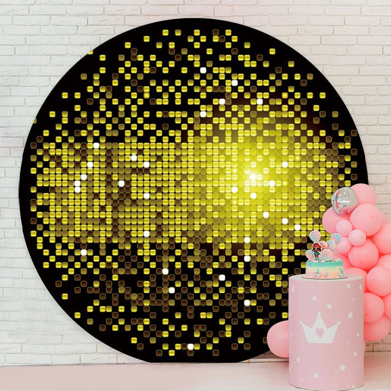 Aperturee - Black And Yellow Round Bokeh Birthday Backdrop