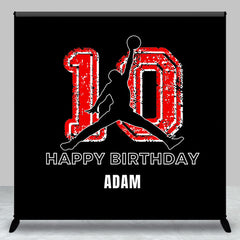 Aperturee - Black Basketball Player Dunk 10th Birthday Backdrop