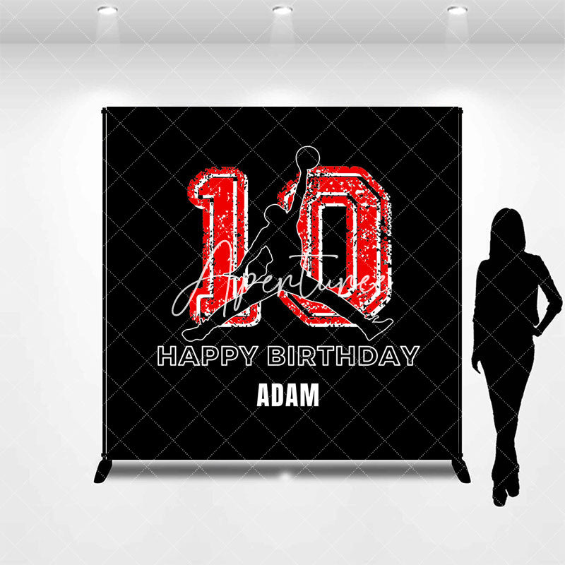 Aperturee - Black Basketball Player Dunk 10th Birthday Backdrop