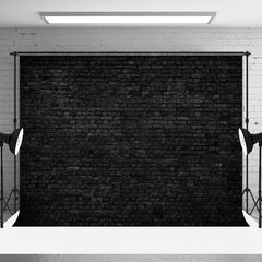 Aperturee - Black Brick Wall Portrait Photo Studio Backdrop