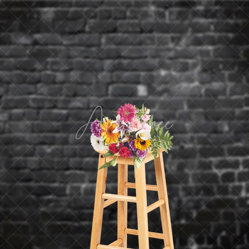 Aperturee - Black Brick Wall Portrait Photography Backdrop