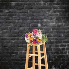 Aperturee - Black Brick Wall Portrait Photography Backdrop