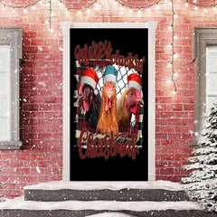 Aperturee - Black Chicken Merry Cluckin Christmas Door Cover