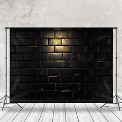 Aperturee - Black Glossy Cratches Texture Brick Wall Backdrop