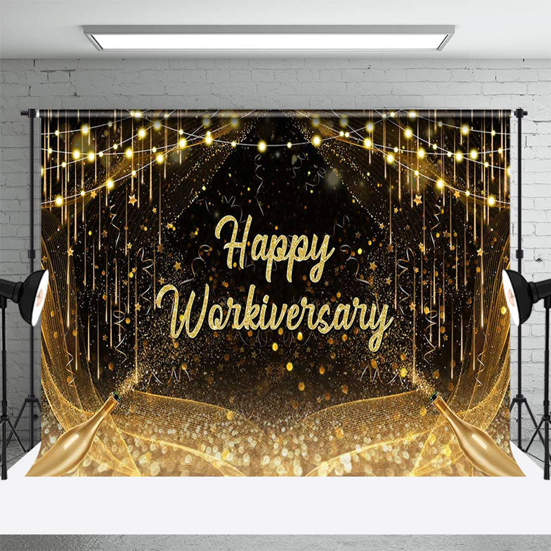 Aperturee - Black Gold Champagne Happy Workiversary Backdrop