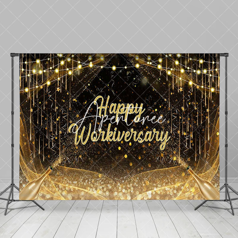 Aperturee - Black Gold Champagne Happy Workiversary Backdrop