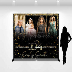 Aperturee - Black Gold Custom Congrats 2024 Graduation Backdrop