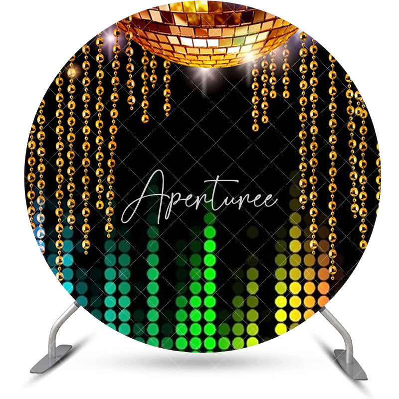 Aperturee - Black Gold Disco Stage Musical Round Party Backdrop