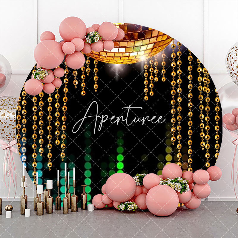 Aperturee - Black Gold Disco Stage Musical Round Party Backdrop