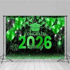 Aperturee - Black Green Balloon Flag Class Of 2026 Photo Backdrop