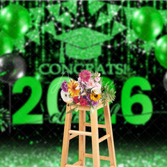 Aperturee - Black Green Balloon Flag Class Of 2026 Photo Backdrop