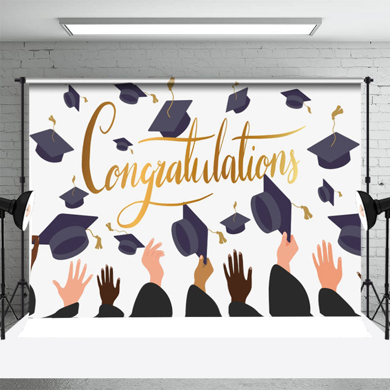 Aperturee - Black Hats Colors Handa Happy Graduation Backdrop