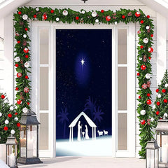 Aperturee - Black Night Sparkle Star Simple Christmas Door Cover