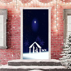 Aperturee - Black Night Sparkle Star Simple Christmas Door Cover