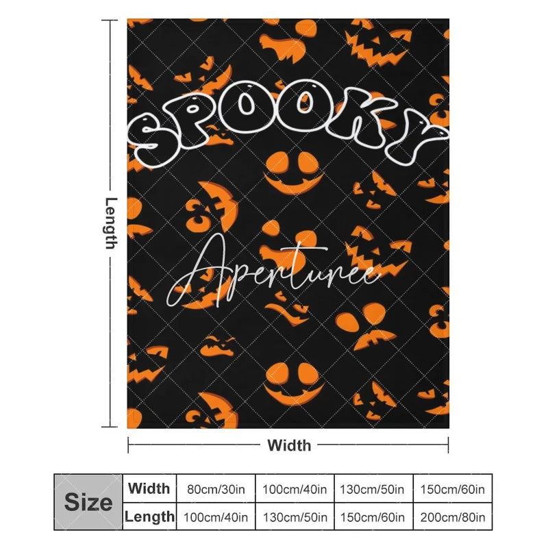 Aperturee - Black Orange Spooky Halloween Custom Text Blanket