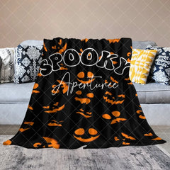 Aperturee - Black Orange Spooky Halloween Custom Text Blanket