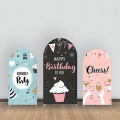 Aperturee - Black Pink Cake Cheers Birthday Arch Backdrop Kit