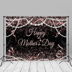 Aperturee - Black Pink Pearl Glitter Happy Mothers Day Backdrop