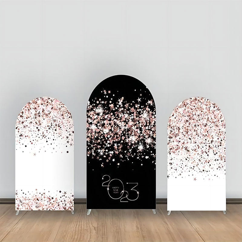 Aperturee - Black Pink White Sparkle Party Arch Backdrop Kit