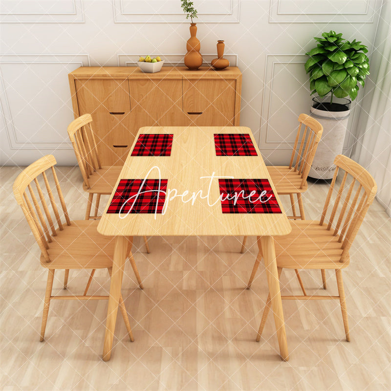 Aperturee - Black Red Checkred Plaid Vintage Set Of 4 Placemats