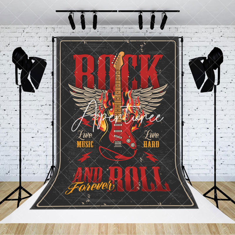 Aperturee - Black Red Rock And Roll Backdrop For Musical Party