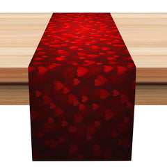 Aperturee - Black Red Vague Hearts Valentines Day Table Runner