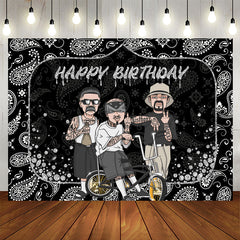 Aperturee - Black Rock Cool Guy Theme Happy Birthday Backdrop