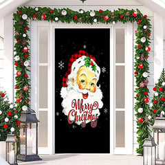 Aperturee - Black Santa Claus Snowflake Christmas Door Cover