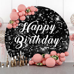 Aperturee - Black Sequin Bokeh Sparkling Round Birthday Backdrop