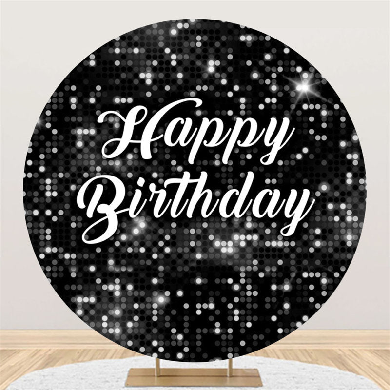 Aperturee - Black Sequin Bokeh Sparkling Round Birthday Backdrop