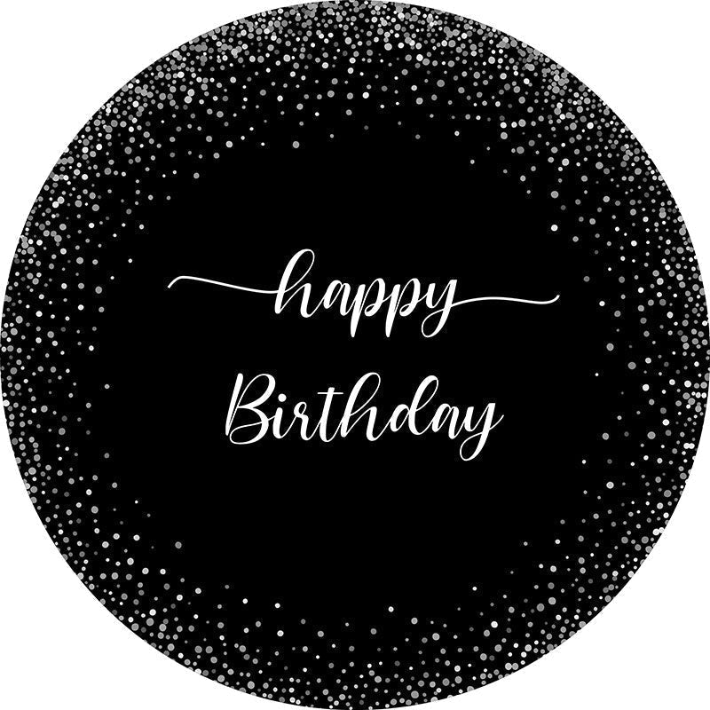 Aperturee Black Silver Dots Birthday Simple Party Round Backdrops