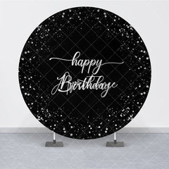 Aperturee Black Silver Dots Birthday Simple Party Round Backdrops