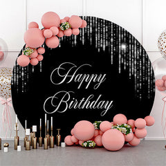 Aperturee - Black Sliver Tassels Bokeh Round Birthday Backdrop