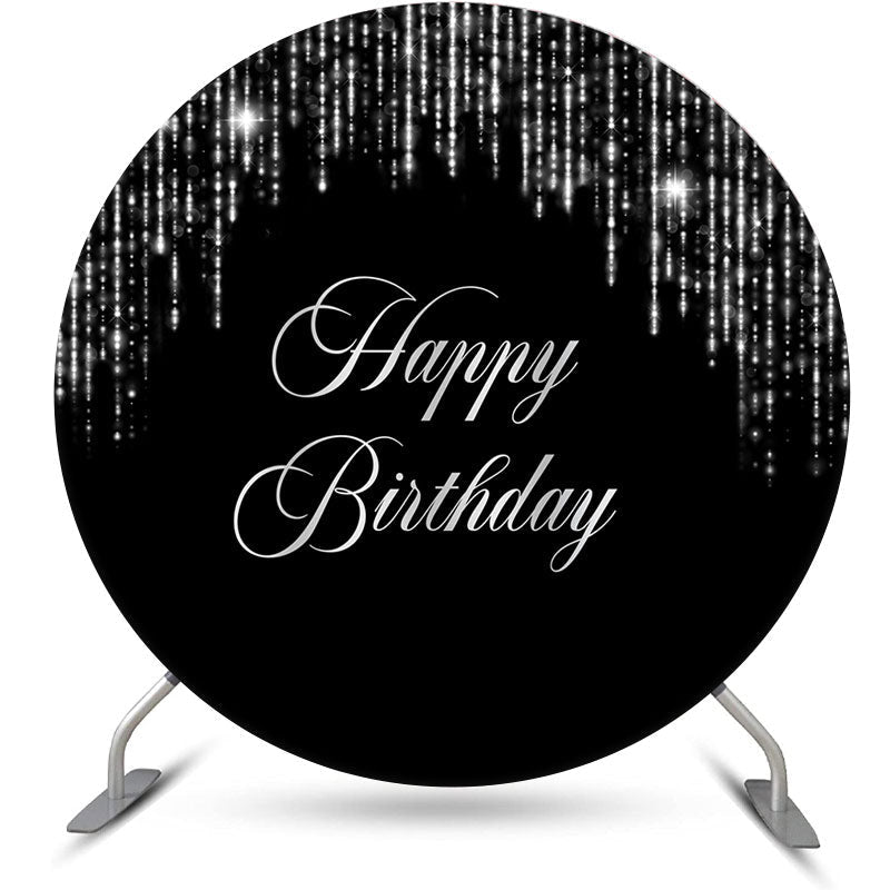 Aperturee - Black Sliver Tassels Bokeh Round Birthday Backdrop