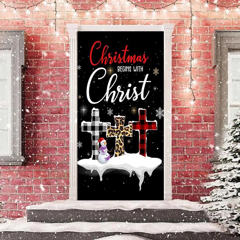 Aperturee - Black Snowy Cross Snowflake Christmas Door Cover