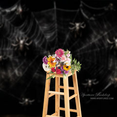 Aperturee - Black Spider Web Halloween Photography Backdrop