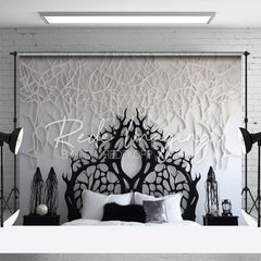 Aperturee - Black White Branch Headboard Photo Backdrop