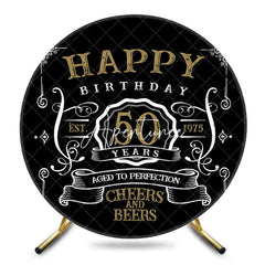 Aperturee - Black White Gold Legend Round 50th Birthday Backdrop