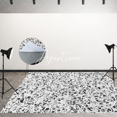 Aperturee - Black White Terrazzo Abstract Textured Floor Mat
