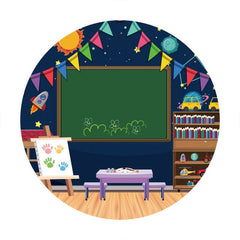 Aperturee - Blackboard Classroon Back to Kindergarten Round Backdrops