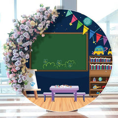 Aperturee - Blackboard Classroon Back to Kindergarten Round Backdrops